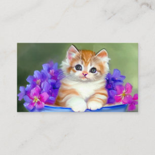 Vintage Orange and White Kitten Illustration Enclosure Card