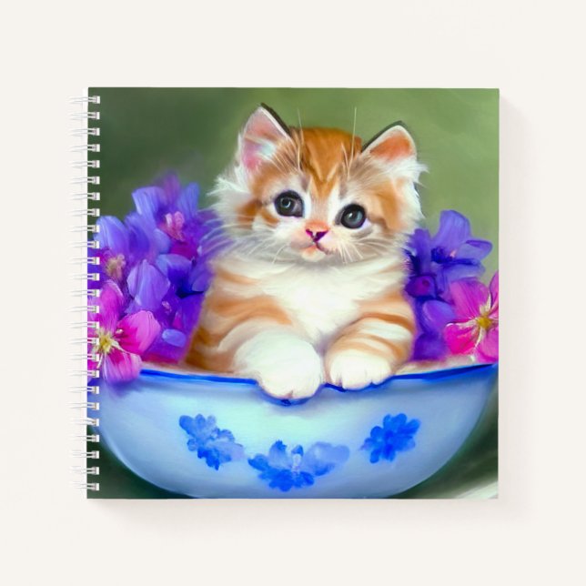 Vintage Orange and White Kitten Illustration Notebook (Front)