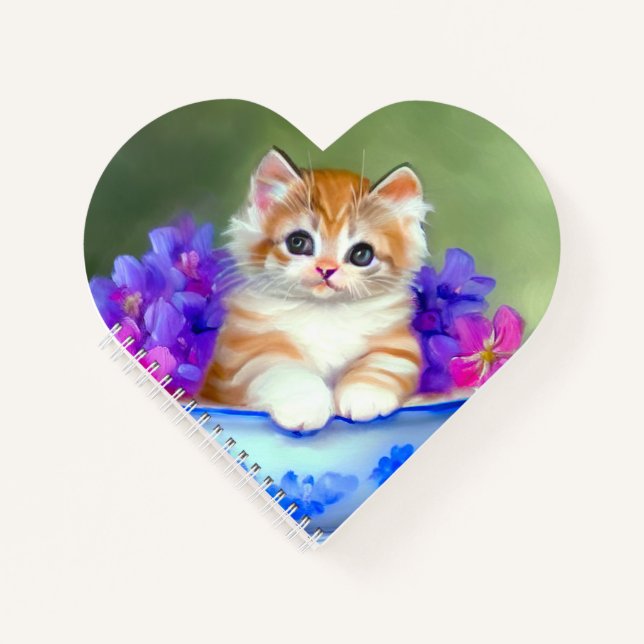 Vintage Orange and White Kitten Illustration Notebook (Front)