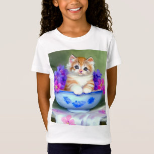 Vintage Orange and White Kitten Illustration T-Shirt