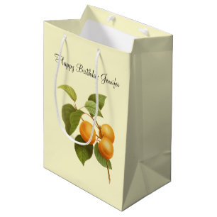 Vintage Orange Apricot Watercolor Drawing Birthday Medium Gift Bag