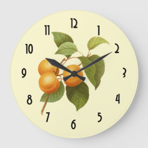 Vintage Orange Apricots Watercolor Drawing Large Clock