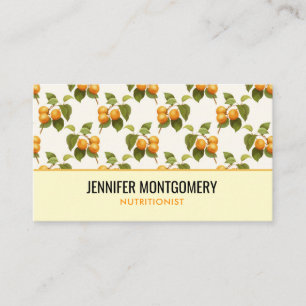 Vintage Orange Apricots Watercolor Pattern Business Card
