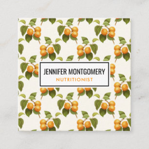 Vintage Orange Apricots Watercolor Pattern Square Business Card