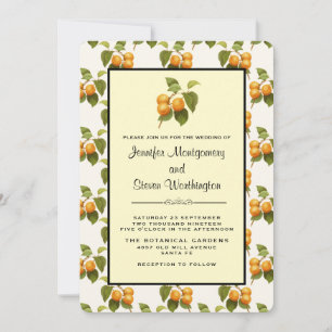 Vintage Orange Apricots Watercolor Pattern Wedding Invitation