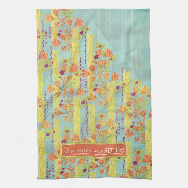 Vintage Orange Azure Tea Towel Kitchen Towel (Vertical)
