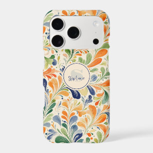 Vintage Orange Blue Green Floral Paisley