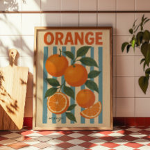 Vintage Orange Botanical Wall Art | Citrus Kitchen