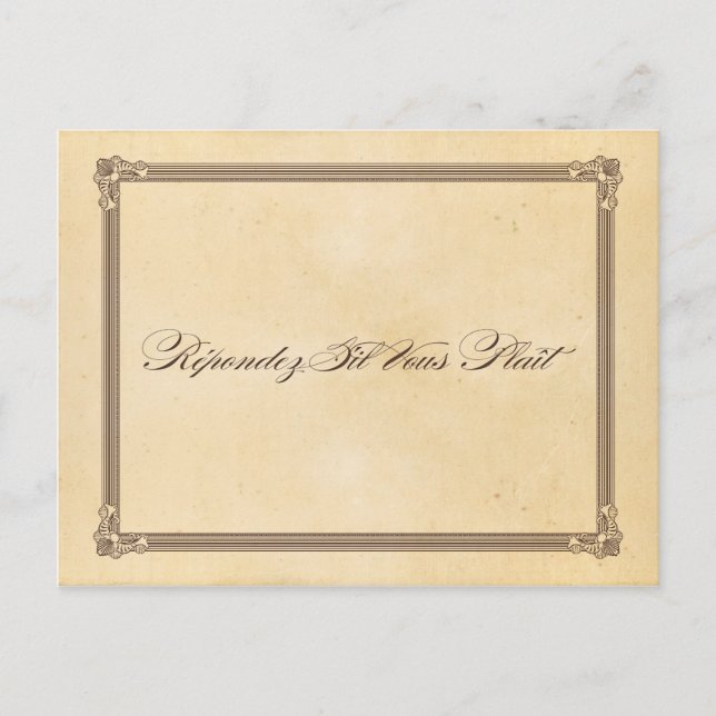 Vintage Orange & Brown Wedding RSVP Postcard (Front)