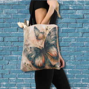 Vintage Orange Butterflies Tote Bag
