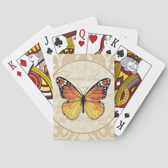 Vintage Orange Butterfly Playing Cards (Back)