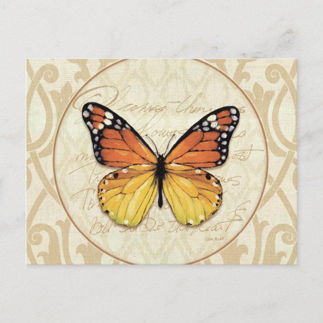 Vintage Orange Butterfly Postcard (Front)