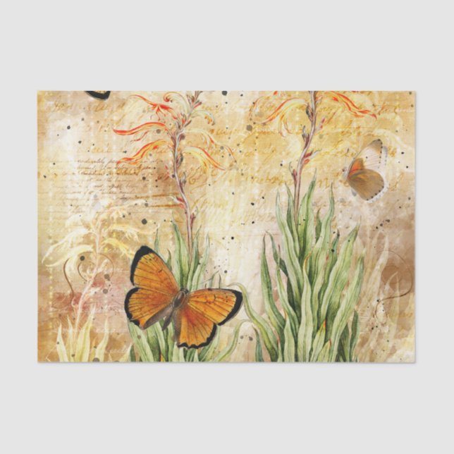Vintage Orange Butterfly Tissue Paper (Front)