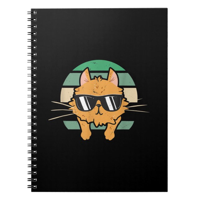 Vintage Orange Cat Lover Sunglasses Gift Notebook (Front)