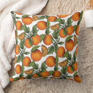 Vintage Orange Citrus Fruit Pattern Cushion