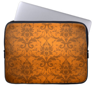 Vintage Orange Damask Wallpaper Laptop Sleeve