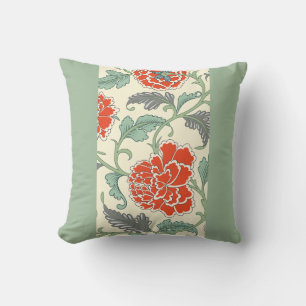 Vintage Orange Floral Pattern Cushion