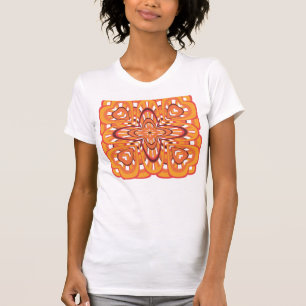 Vintage Orange Floral Retro Abstract Art T-Shirt