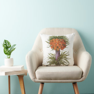 Vintage Orange Fritillaria Flowers Basilius Besler Cushion
