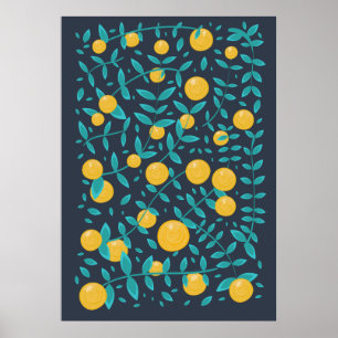 Vintage Orange Fruit Poster