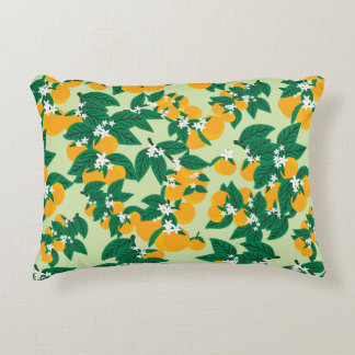 Vintage orange fruit with green background seamles decorative cushion