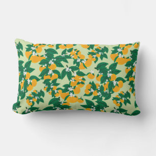 Vintage orange fruit with green background seamles lumbar cushion