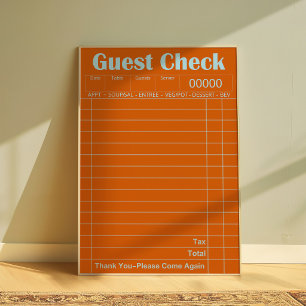 Vintage Orange Guest Check Poster