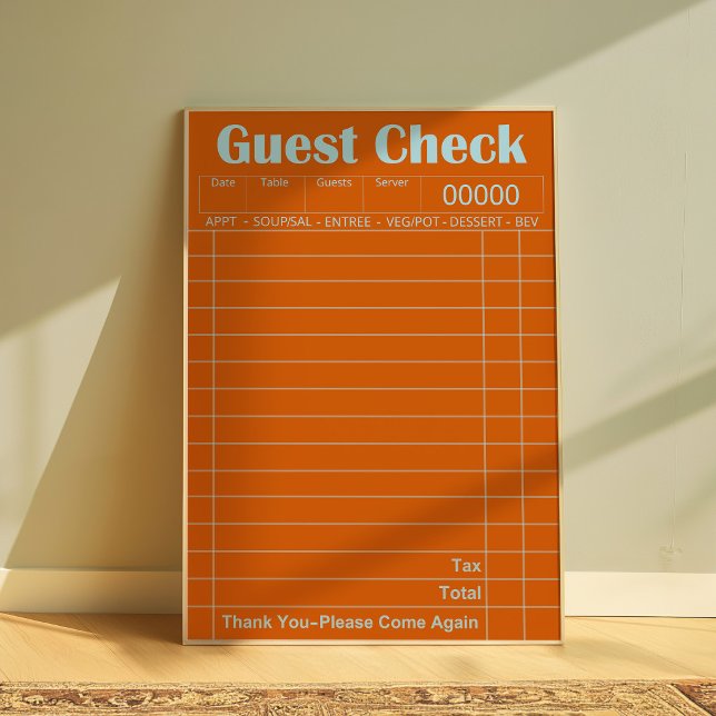 Vintage Orange Guest Check Poster (Creator Uploaded)