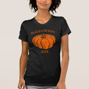 Vintage Orange Halloween Pumpkin Ink Art T-Shirt