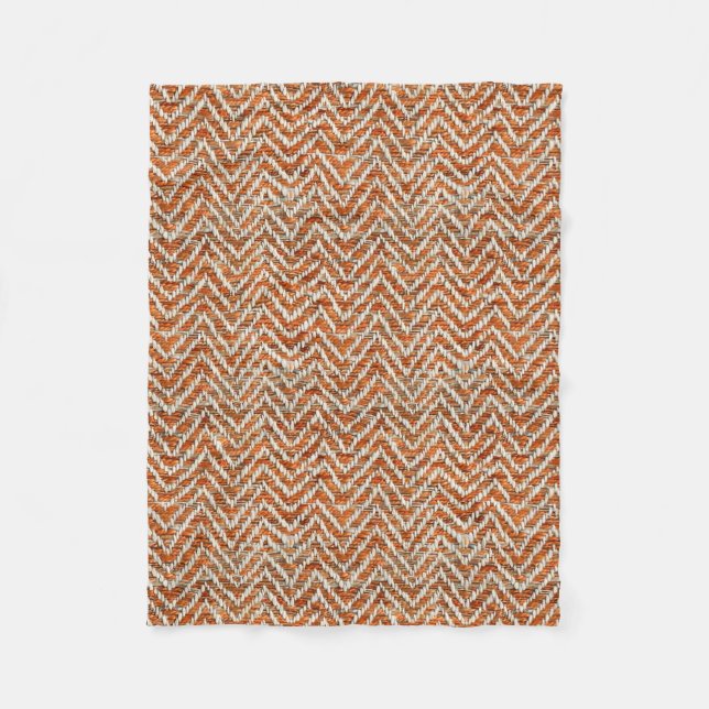 Vintage orange herringbone fleece blanket (Front)