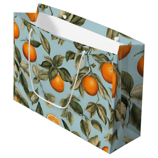 Vintage orange large gift bag (Front Angled)