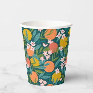 Vintage Orange & Lemon Blossom Pattern Paper Cups