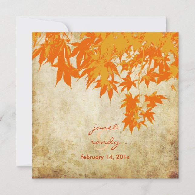 Vintage Orange Maple Leaves/fall invitations (Front)