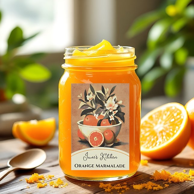 Vintage Orange Marmalade Canning Jar  Food Label (Orange marmalade jar label )