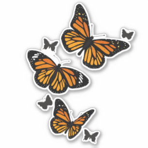 Vintage Orange Monarch Butterflies in Flight