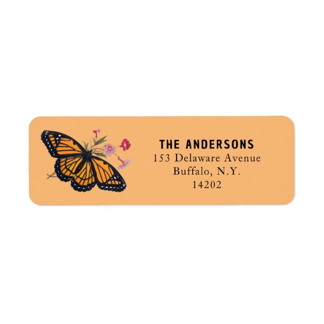 Vintage Orange Monarch Butterfly Fall Address (Front)