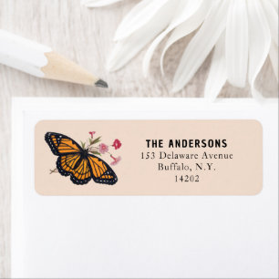 Vintage Orange Monarch Butterfly Pastel Address