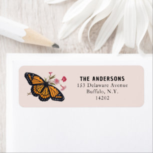 Vintage Orange Monarch Butterfly Pink Address