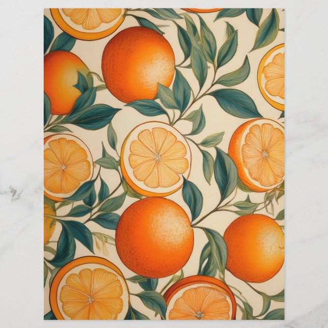 Vintage Orange Pattern Stationary Paper (Front)