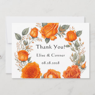 Vintage Orange Peonies Wedding Thank You Cards