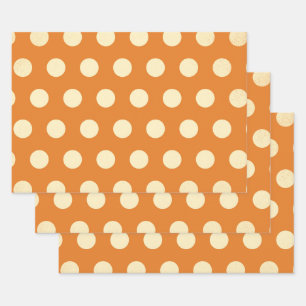 Vintage Orange Polka Dot Pattern Wrapping Paper Sheet