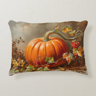 Vintage Orange Pumpkin Painting Decorative Cushion