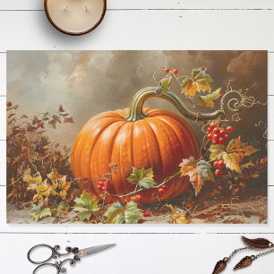 Vintage Orange Pumpkin Painting Decoupage Tissue Paper