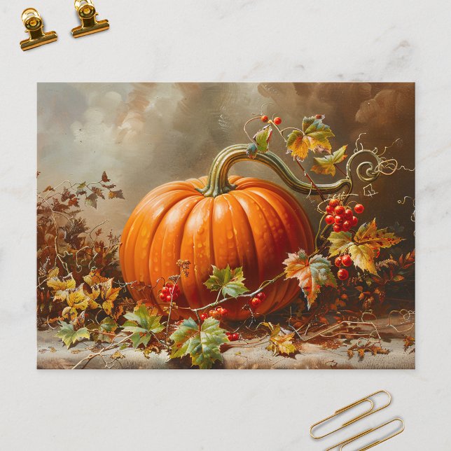 Vintage Orange Pumpkin Painting Postcard (Creator Uploaded)