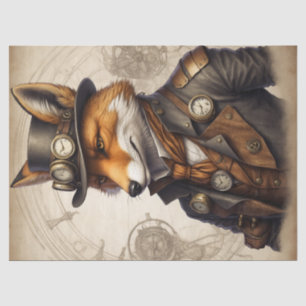 Vintage Orange Steampunk Fox Tissue Paper