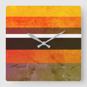 Vintage Orange Stones Effect Horizontal Rectangles Square Wall Clock