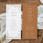 Vintage Orange Terracotta Floral French Wedding Programme<br><div class="desc">Earthy terracotta tones bring warmth and character to this vintage French wedding program, perfect for a rich and inviting celebration. The design is accented with a delicate chinoiserie floral frame, featuring detailed floral artwork inspired by Victorian botanical illustration and classic toile de jouy patterns. Hints of copper and burnt orange...</div>