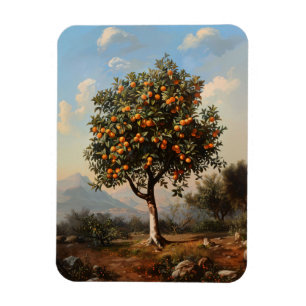 Vintage Orange Tree Landscape Painting Flexible Magnet