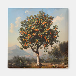 Vintage Orange Tree Landscape Painting Magnet