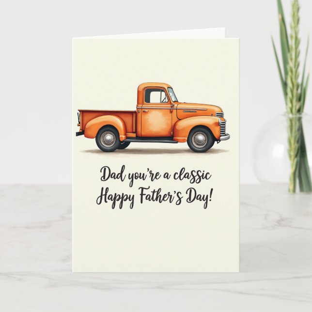 Vintage Orange Truck Dad Card (Front)